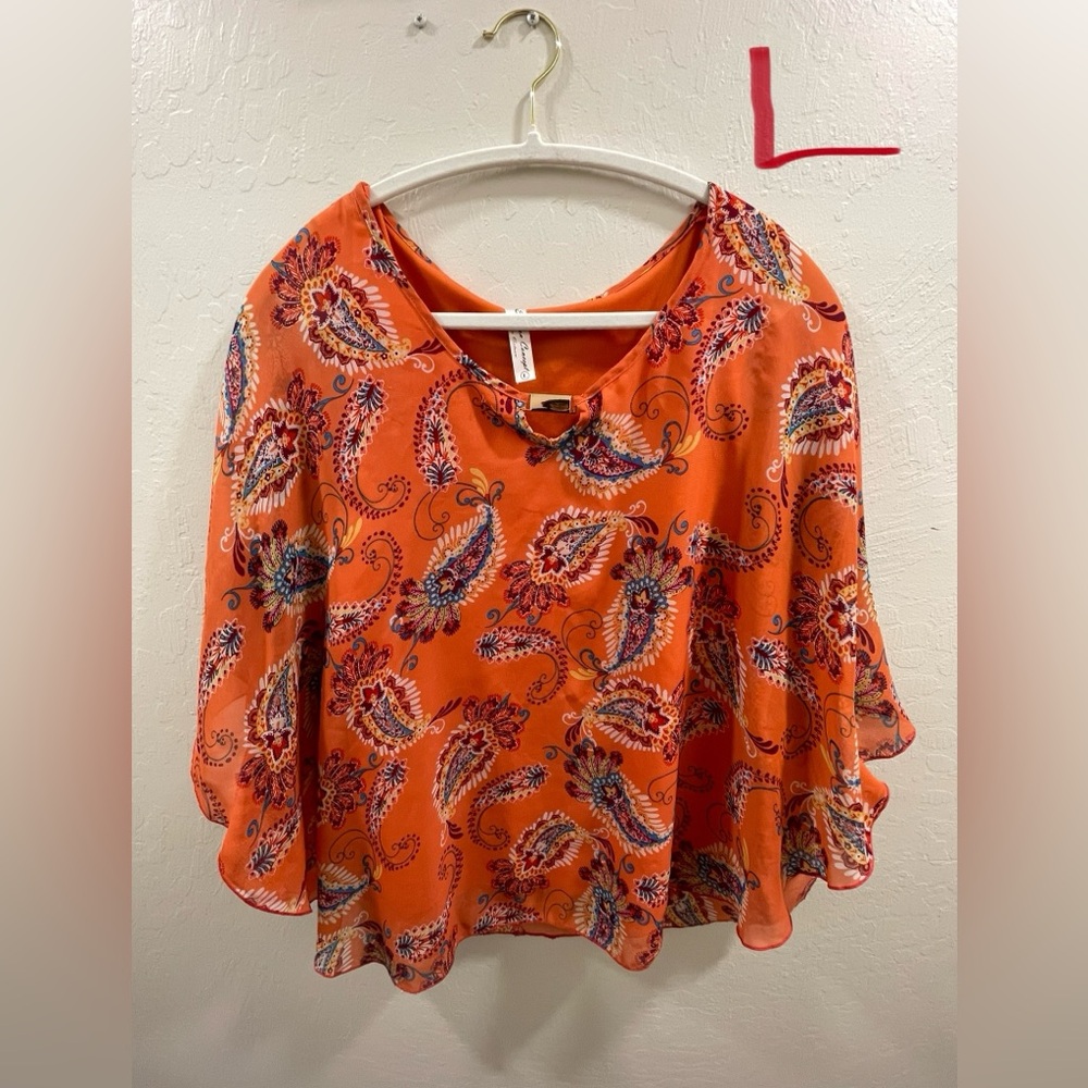 Orange Paisley Women's Top - L